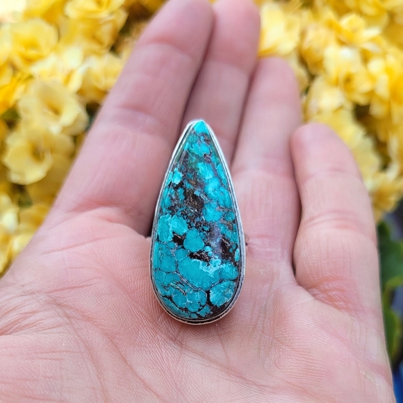 🩵Genuine Turquoise Gemstone Sterling Silver Ring - Picture 1 of 4